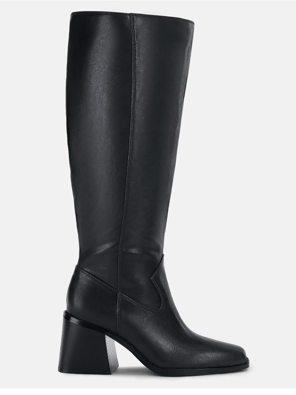 Women's Knee High Boots Wide Calf Square Toe Chunky Heeled Pull-on, Size 7